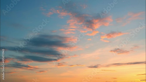 4K UHD : Sky Timelapse, Burning sky and shining, Red purple orange blue pink sunset. Romantic colorful sunset.Time lapse of skyscrapers.
