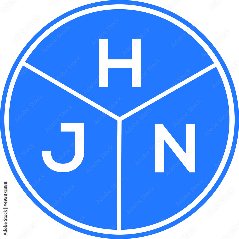 Fototapeta premium HJN letter logo design on white background. HJN creative circle letter logo concept. HJN letter design.