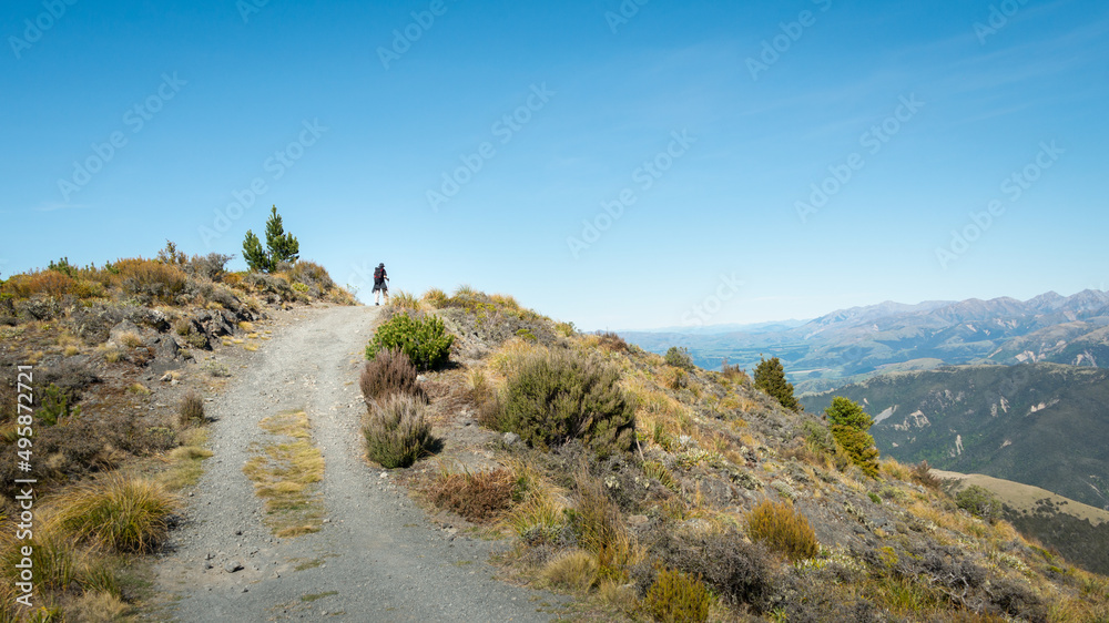 Hiking Mt Fyffe track with mountains in the background, Kaikoura, South Island. Hiking Mt Fyffe track with mountains in the background, Kaikoura, South Island.