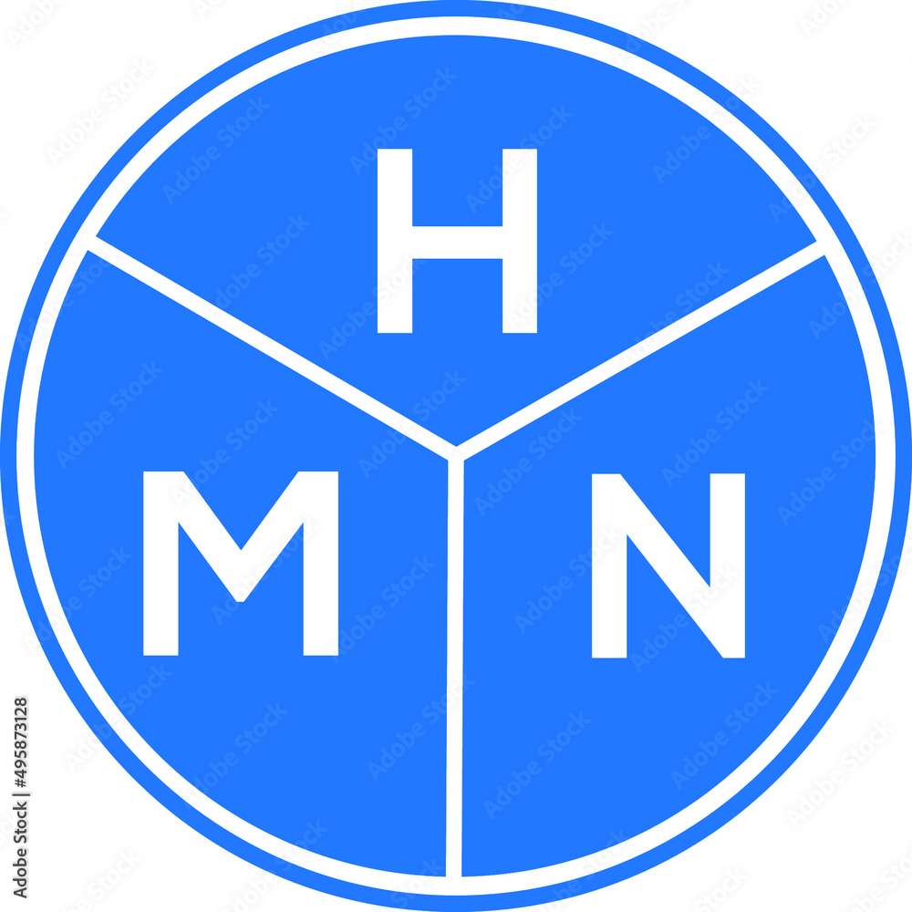 Fototapeta premium HMN letter logo design on white background. HMN creative circle letter logo concept. HMN letter design.