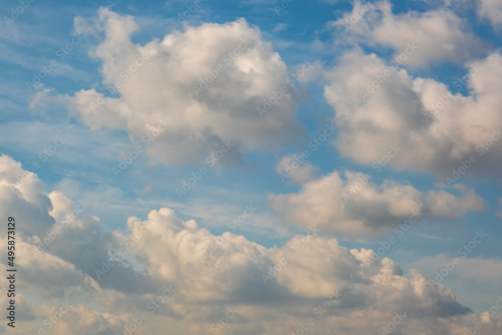 Blue sky background with white striped clouds. blue sky panorama may use for sky replacement Blue sky background with white striped clouds. blue sky panorama may use for sky replacement