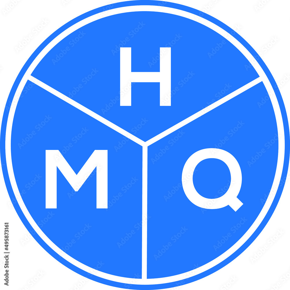 Obraz premium HMQ letter logo design on white background. HMQ creative circle letter logo concept. HMQ letter design.