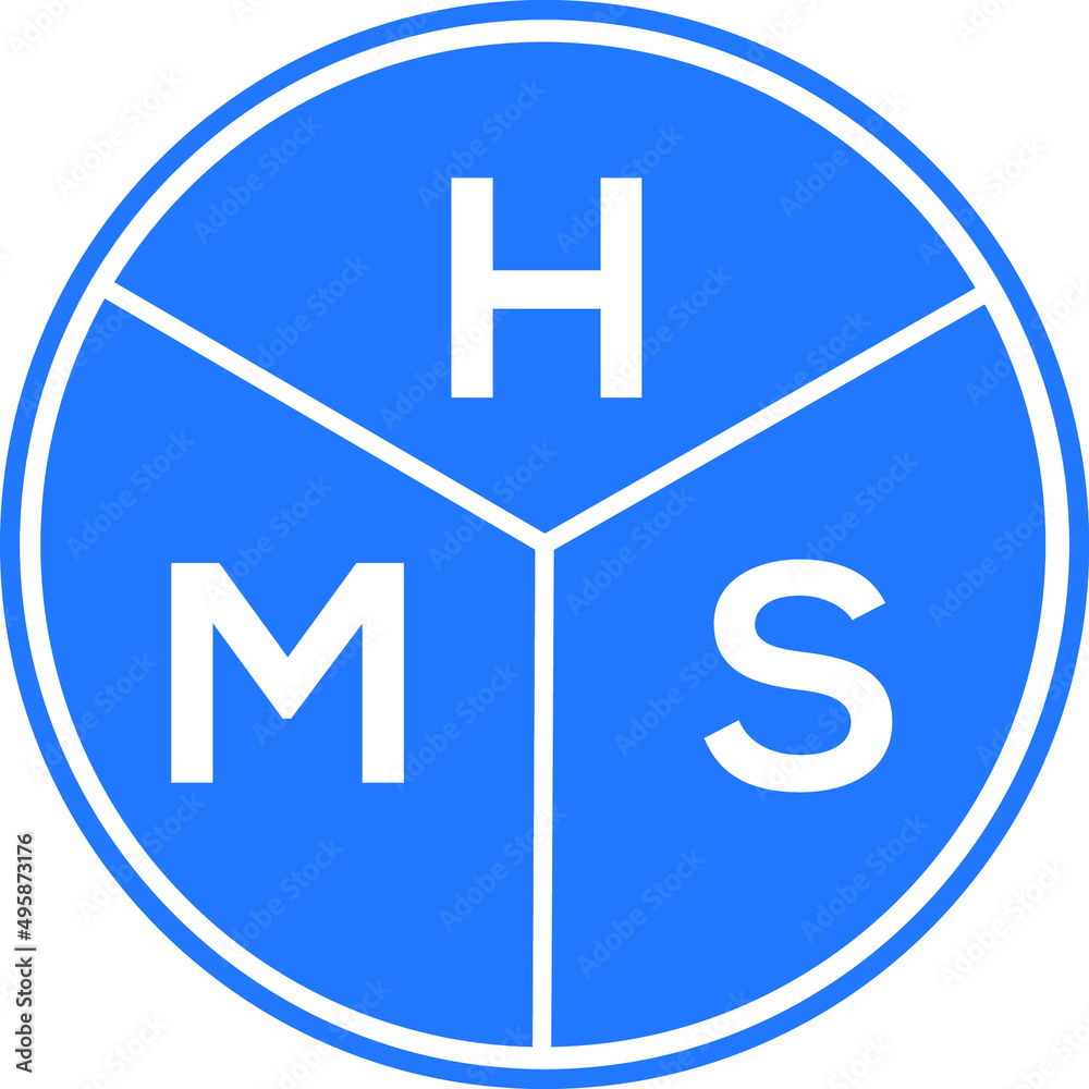 HMS letter logo design on white background. HMS creative circle letter logo concept. HMS letter design. HMS letter logo design on white background. HMS creative circle letter logo concept. HMS letter design.