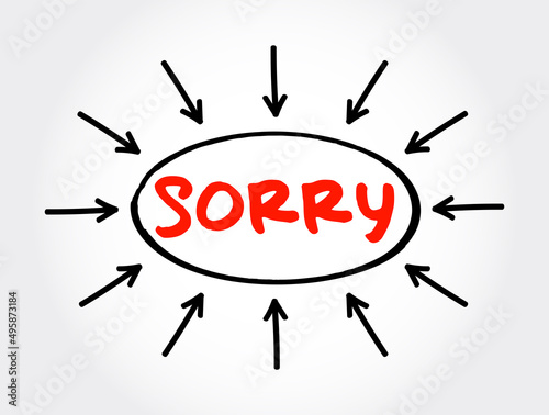 Sorry text concept with arrows for presentations and reports