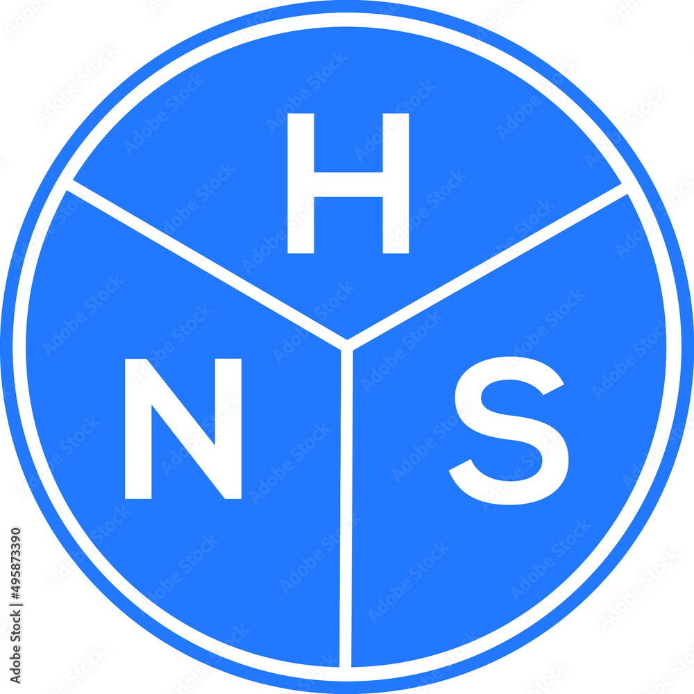 HNS letter logo design on white background. HNS creative circle letter logo concept. HNS letter design. HNS letter logo design on white background. HNS creative circle letter logo concept. HNS letter design.