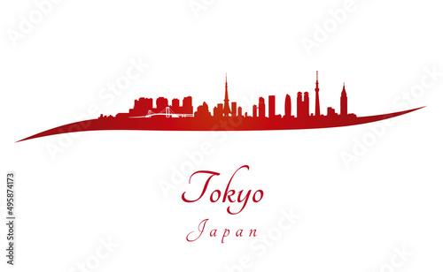 Photography Tokyo skyline in red
