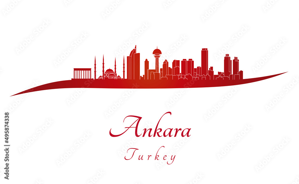 Ankara skyline in red