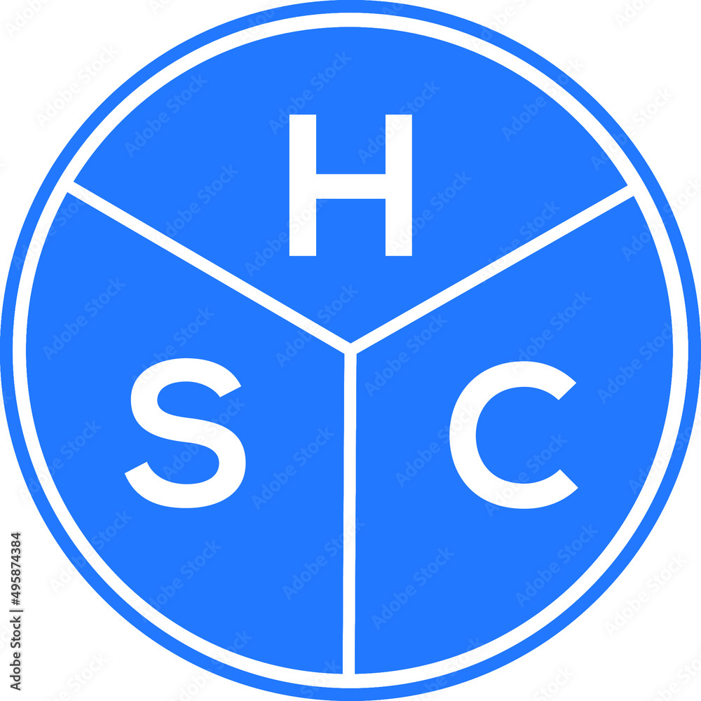 Fototapeta premium HSC letter logo design on white background. HSC creative circle letter logo concept. HSC letter design.