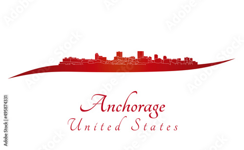 Anchorage skyline in red