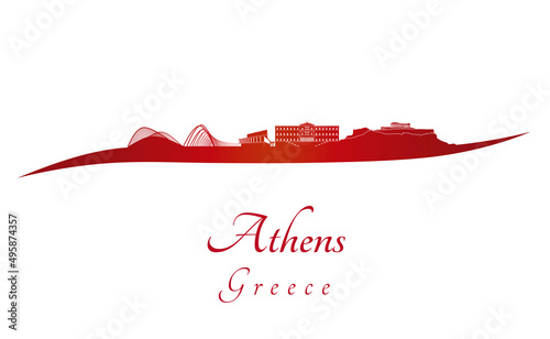 Athens skyline in red