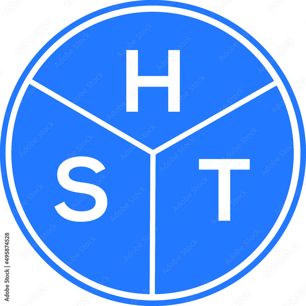 Fototapeta premium HST letter logo design on white background. HST creative circle letter logo concept. HST letter design.