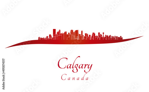 Calgary skyline in red