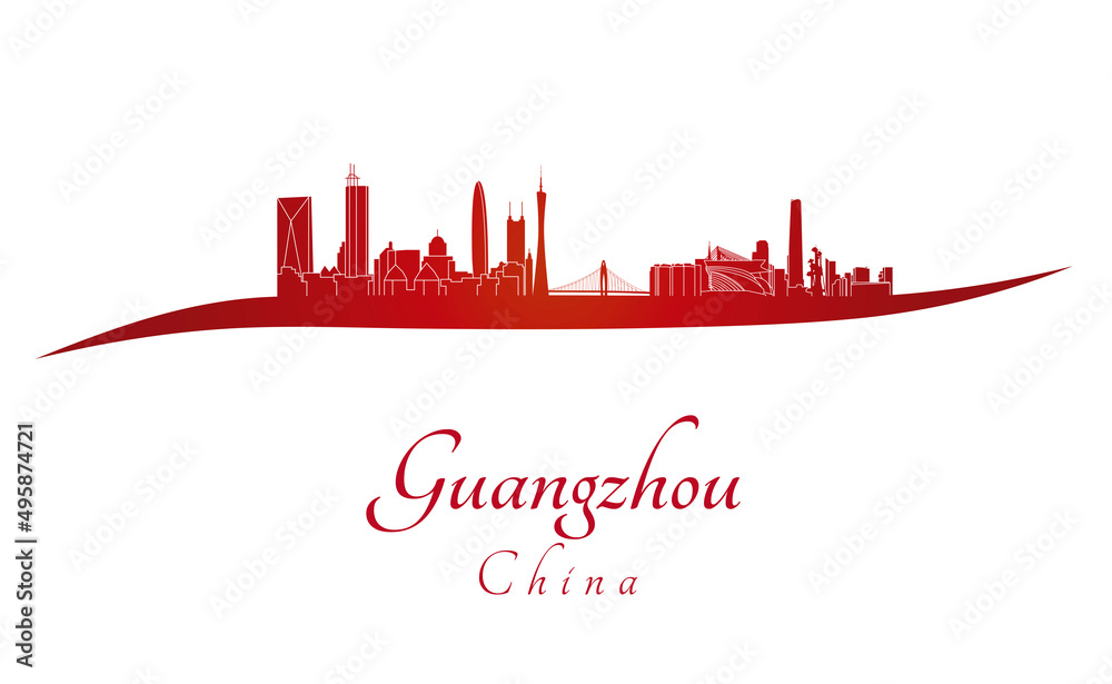 Guangzhou skyline in red