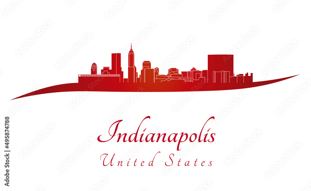 Indianapolis skyline in red Indianapolis skyline in red