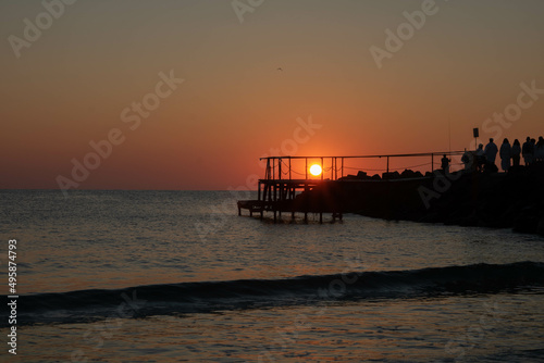 Beautiful Sunrise in Pomorie, Bulgaria. Black sea 