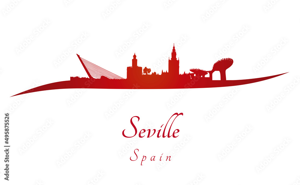 Naklejka premium Seville skyline in red