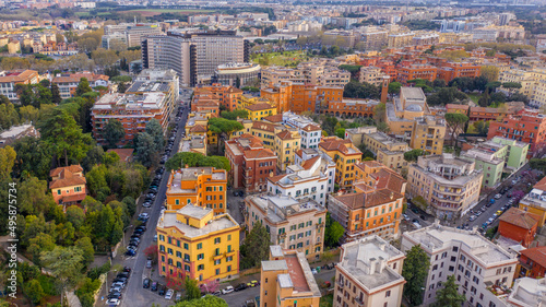 Canvas Print Aerial view of Garbatella, an urban zone of Rome in Italy.
