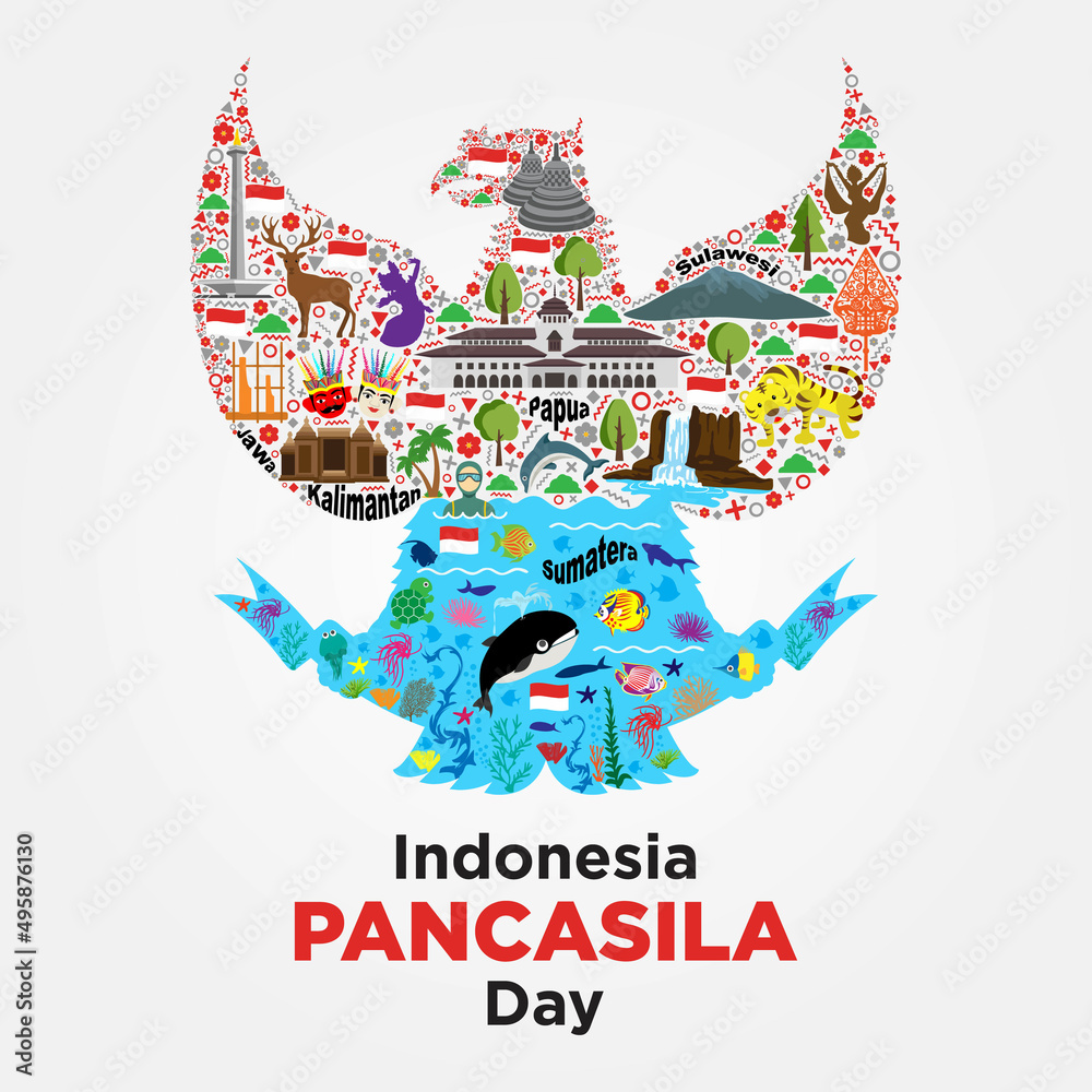Indonesian Pancasila Day Vector Illustration. Suitable for greeting card, poster and banner