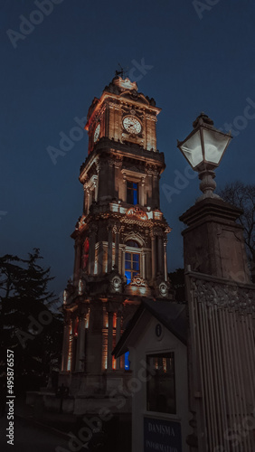 Dolmabahce Clock Tower, Istanbul, Turkey. 