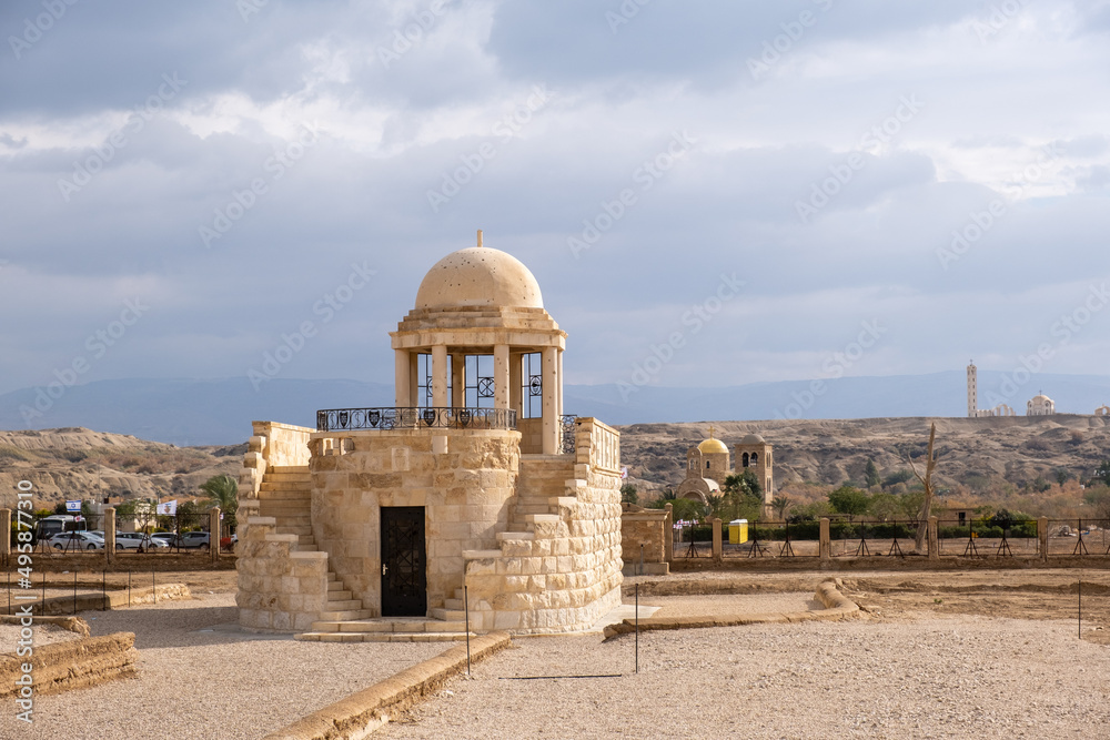 A Franciscan monastery at the Qasr al-Yahud baptism site on the Jordan River, Israel
