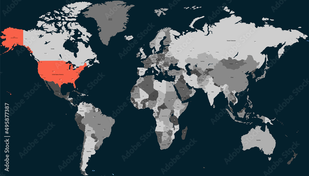 World map. United States of America map. USA. World map. United States of America map. USA.