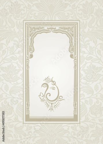 Ganesha, wedding card, royal Rajasthan, India	