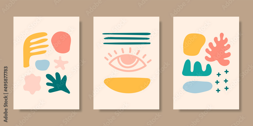 Cover template collection with hand drawn organic shapes. Vector illustration