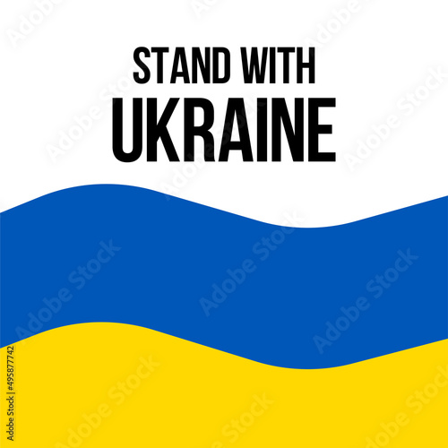 Waving flag of Ukraine on flagpole. Template for independence day poster design. Stand with Ukraine. Vector