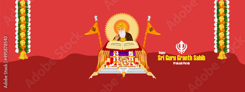 Guru Purab and Guru Prakash of Guru Nanak Dev ji  greeting Card  Banner Design