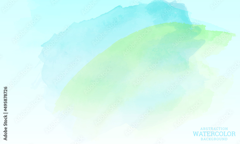 Soft green, blue abstract watercolor backgrounds. Handmade vector wallpaper.