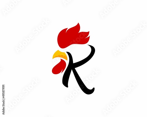 K Letter with rooster head logo