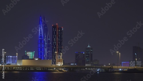 Manama Skyline At Nght, Bahrain photo