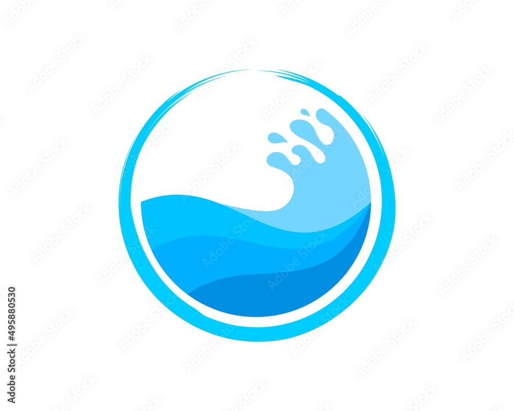 Abstract circle shape with beach wave inside Abstract circle shape with beach wave inside