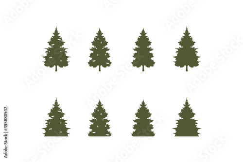 set of pine tree, tree template, nature logo, tree inspiration.