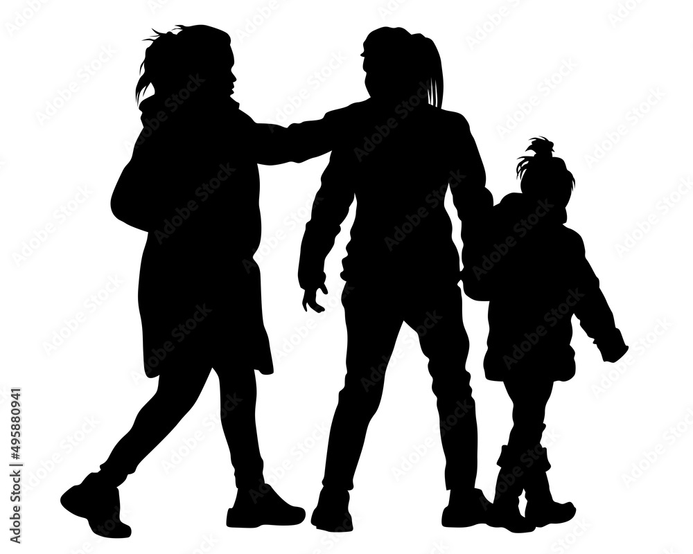 Families with little child on white background