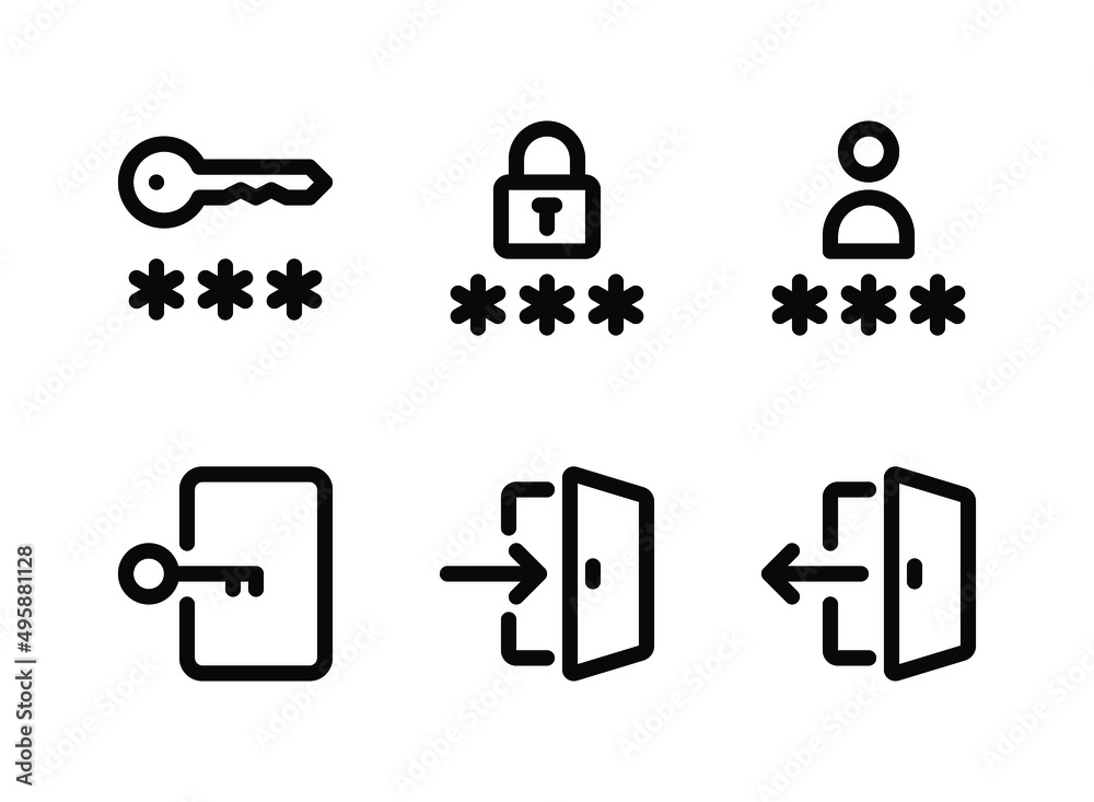Simple Set of User Interface Related Vector Line Icons. Contains Icons as Key, Password, Login and more. Simple Set of User Interface Related Vector Line Icons. Contains Icons as Key, Password, Login and more.