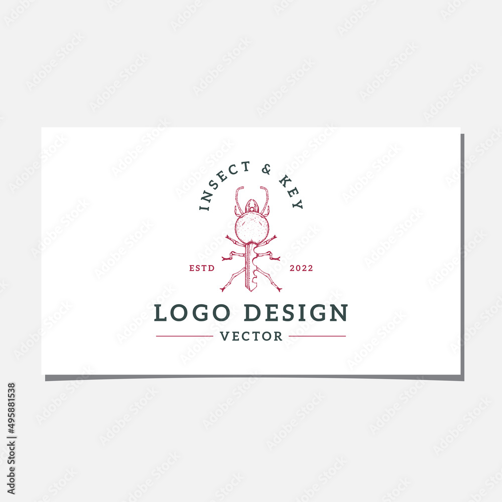 INSECT AND KEY LOGO DESIGN VECTOR INSECT AND KEY LOGO DESIGN VECTOR