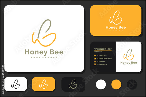 creative honey bee logo with line art style, logo inspiration for your business.