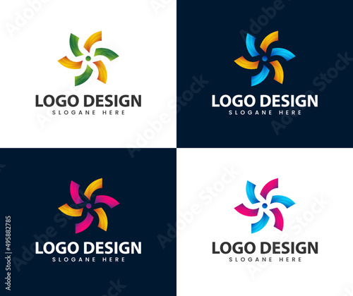Abstract modern logo design inside circle dot