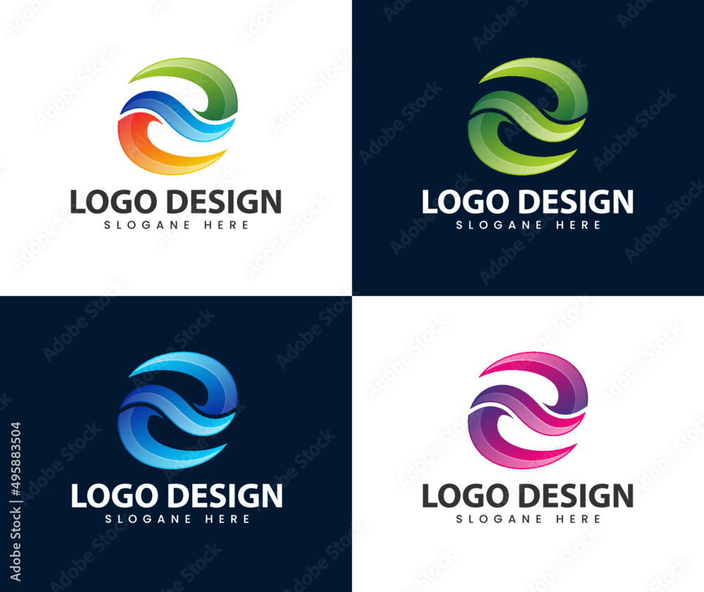 Abstract modern letter e logo design. Abstract icons for letter E. Modern unique creative letter E