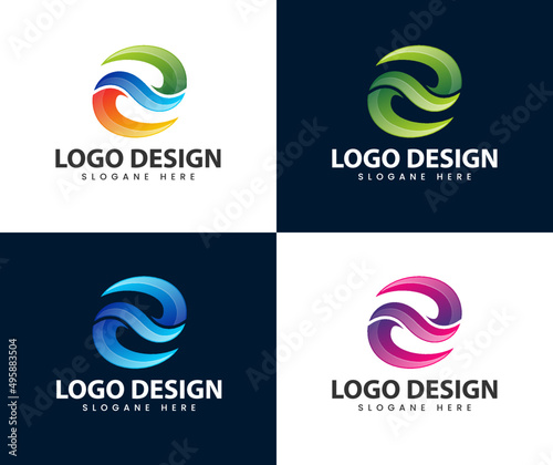 Abstract modern letter e logo design. Abstract icons for letter E. Modern unique creative letter E