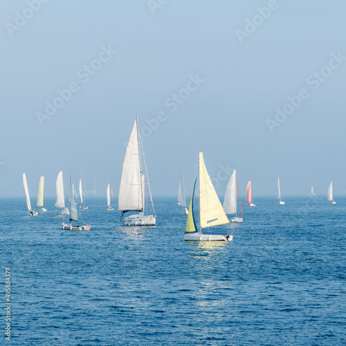 Group of sailboats in the sea © xy