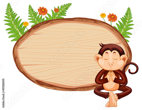 Blank oval wooden signboard with animal