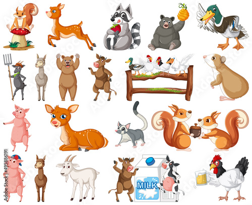 Set of animal cartoon character