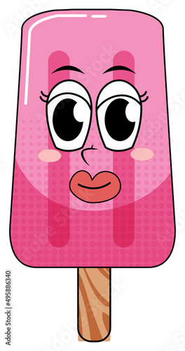 Pink popsicle with happy face