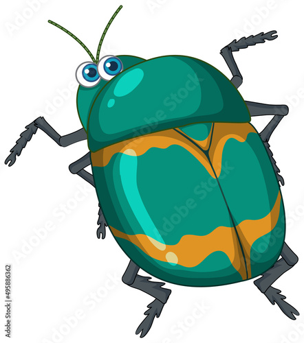 A green beetle cartoon character isolated