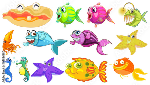 Sea animals cartoon collection