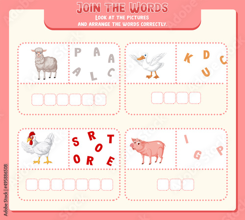 Arrange the letters in order with pictures