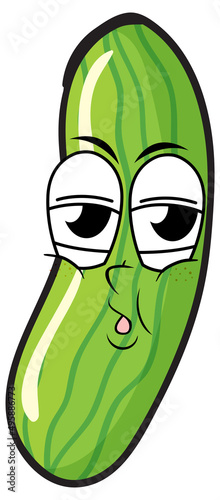 Green cucumber with face