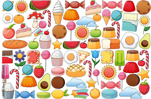 Set of vintage style cartoon on white background